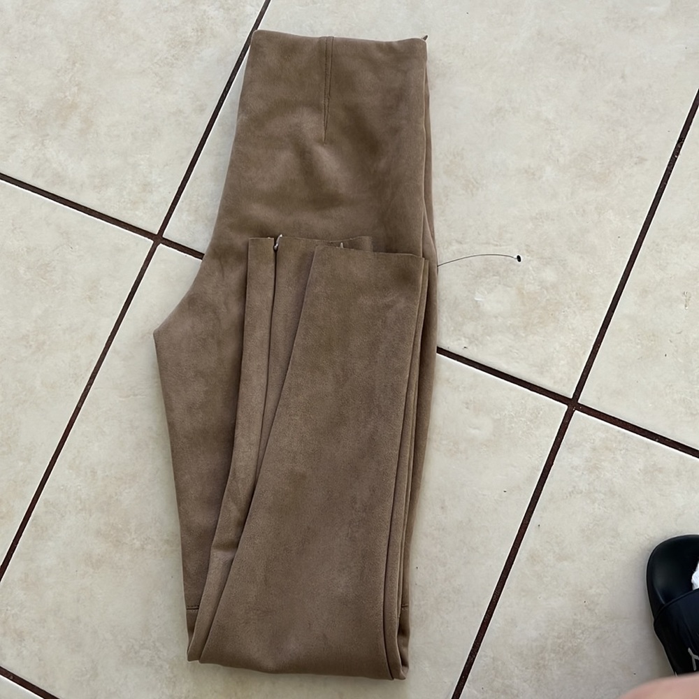 Zara Light Brown Tan Suede Leggings - Picture 6 of 7